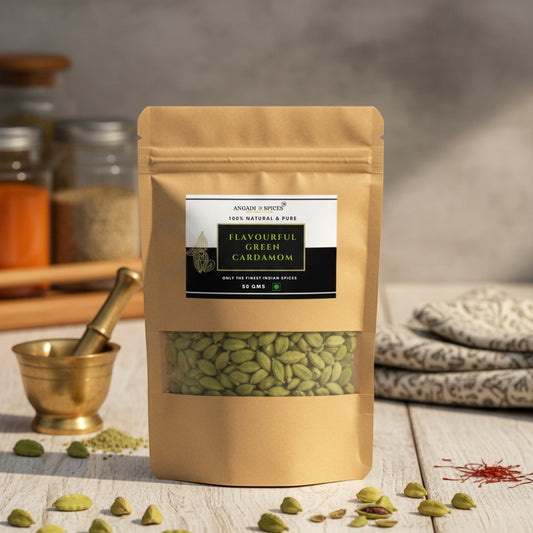 Angadi of Spices flavourful green cardamom pods, 8MM whole pods, 50 GMS, 100% natural and pure.