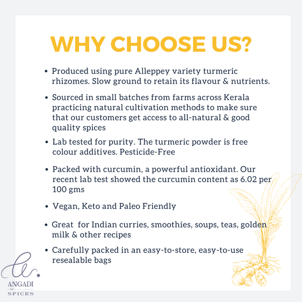 This card explains why Alleppey Turmeric is the best.
