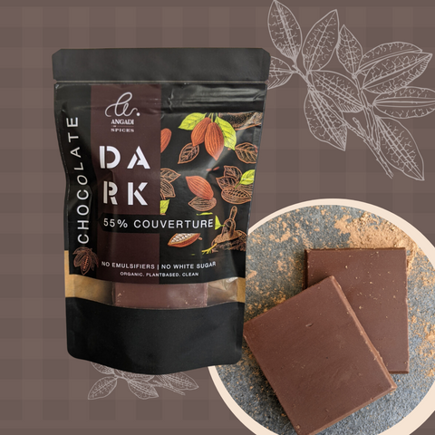 55% Dark Couverture Chocolate| Lecithin Free | Vegan | 100% Natural | Gluten Free | Plant Based | Nutritionally Dense