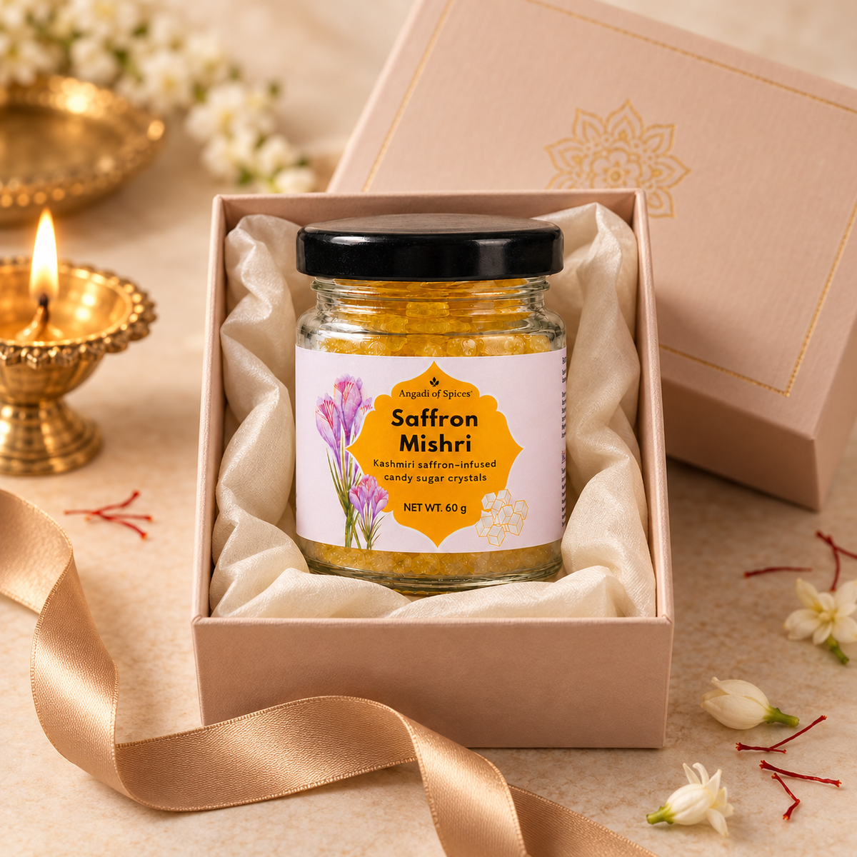 Saffron Mishri with Kashmiri Mongra Saffron (Kesar Mishri)