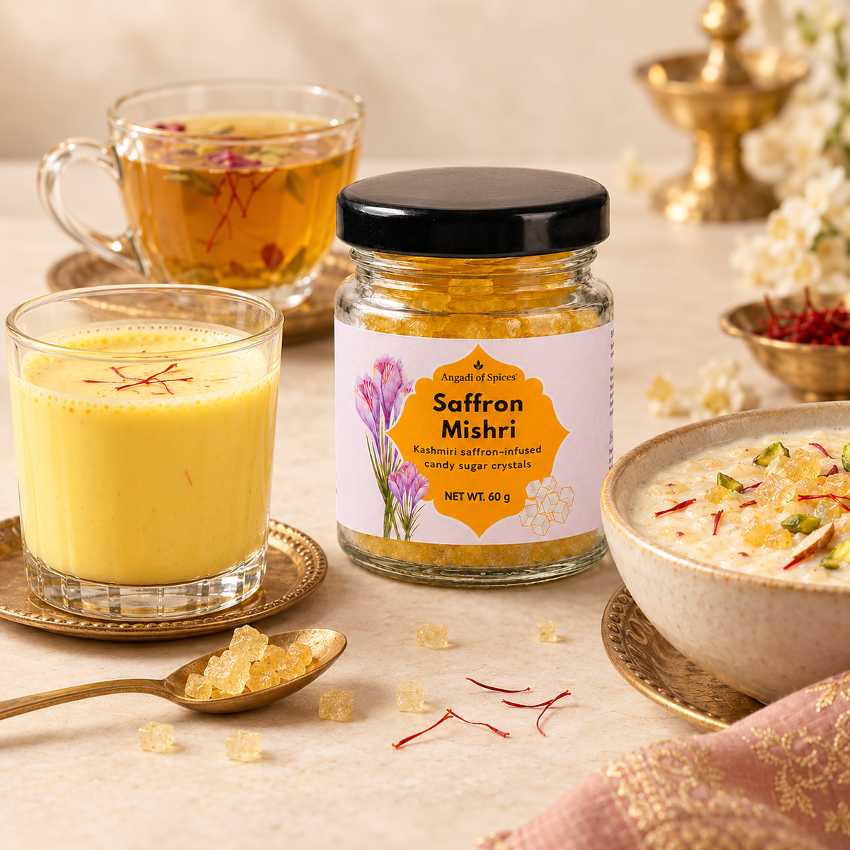 Saffron Mishri with Kashmiri Mongra Saffron (Kesar Mishri)