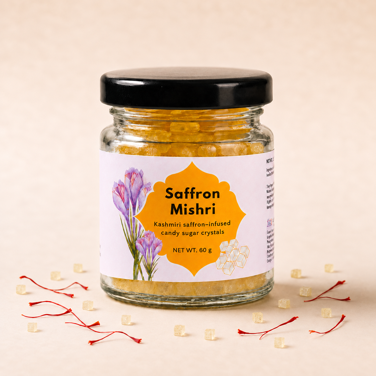 Saffron Mishri with Kashmiri Mongra Saffron (Kesar Mishri)