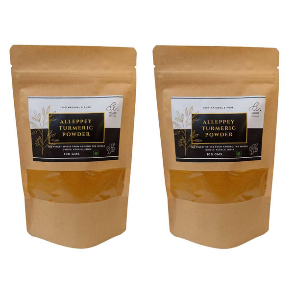 2 Packs of High Curcumin Alleppey Turmeric Powder from Angadi of Spices 