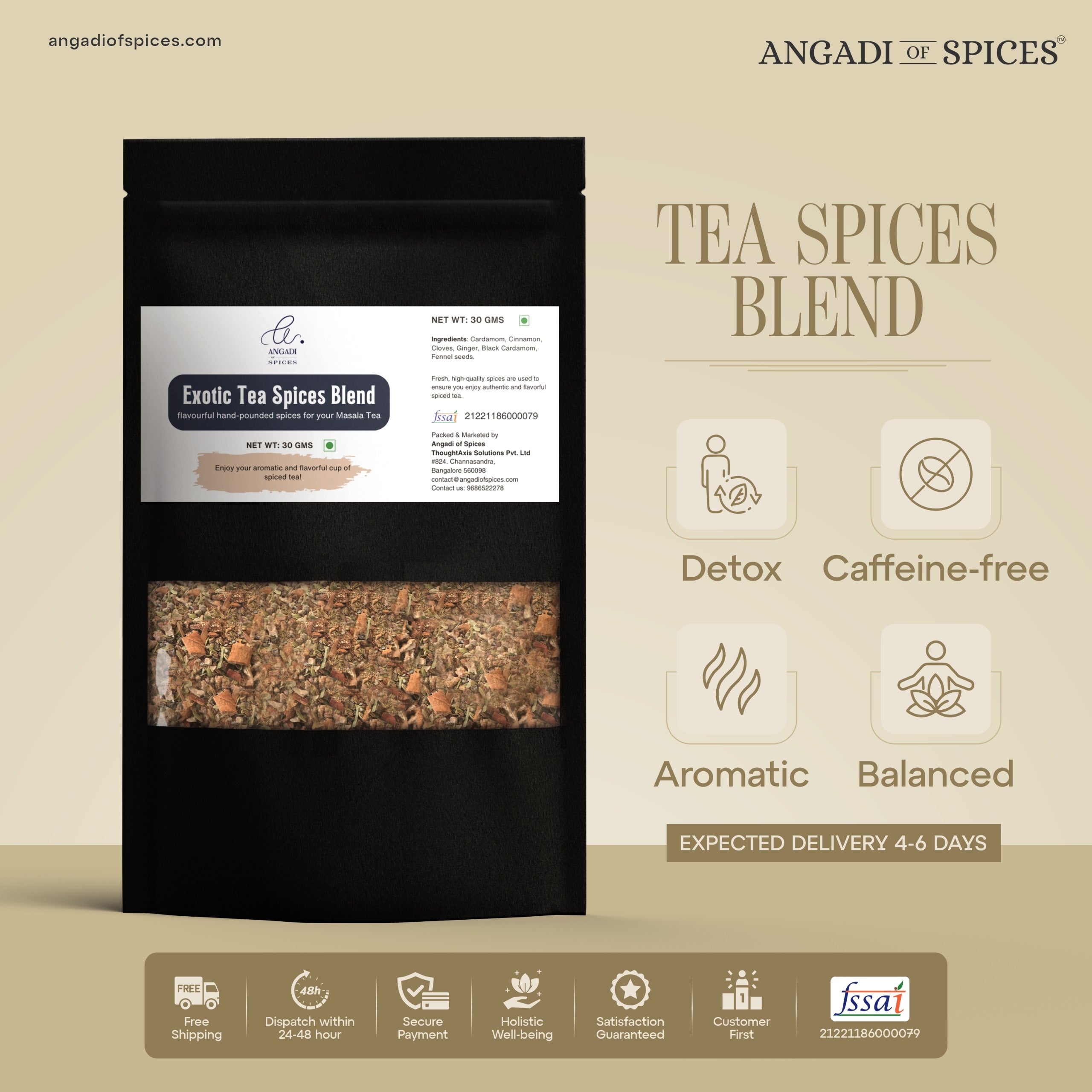 Sensory Reset | Signature Tea Spices Blend | Caffeine-Free Aromatic Infusion for Tea, Coffee, or Hot Water