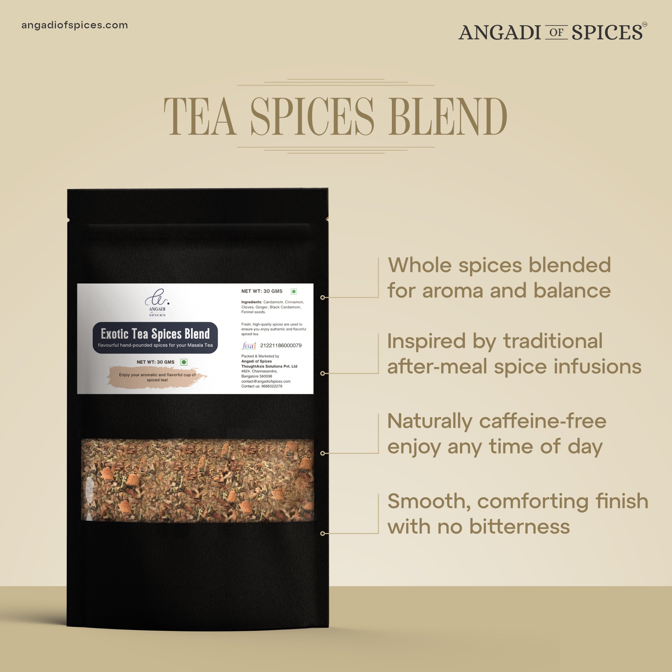 Sensory Reset | Signature Tea Spices Blend | Caffeine-Free Aromatic Infusion for Tea, Coffee, or Hot Water