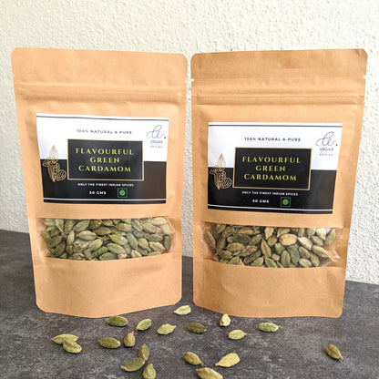 Angadi of Spices premium 8MM whole green cardamom pods, naturally dried for maximum aroma and flavour. Ideal for cooking and baking.